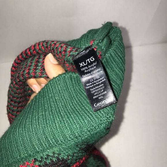 George Christmas Pug PomPom Plaid Crewneck Sweater - Picture 11 of 11